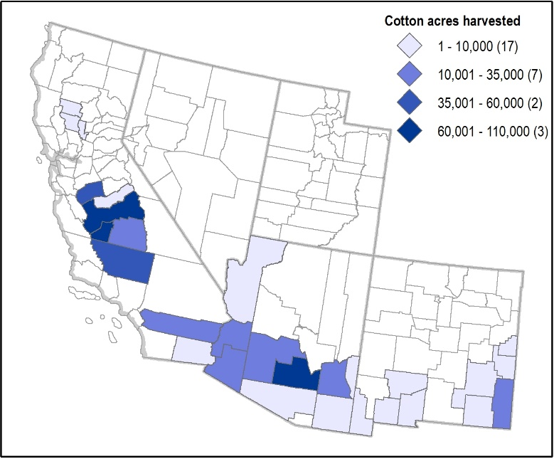 Figure 1. Cotton acreage harvested by county.